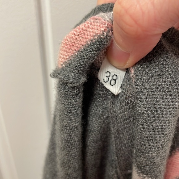 Vintage Wool Cashmere Argyle Button-Up Cardigan Pink Grey - Picture 10 of 13